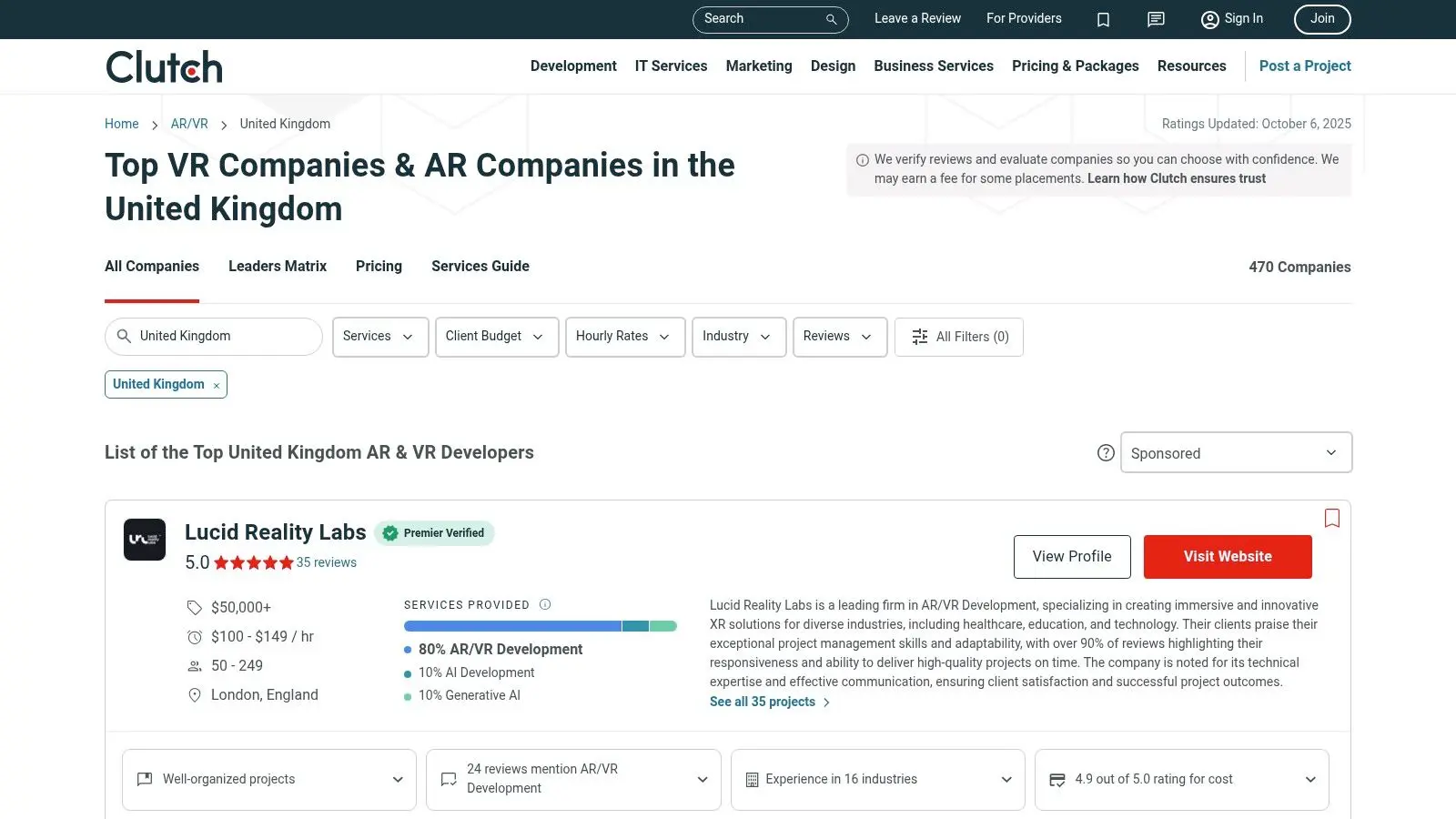 Top 7 Virtual Reality Development Companies in the UK
